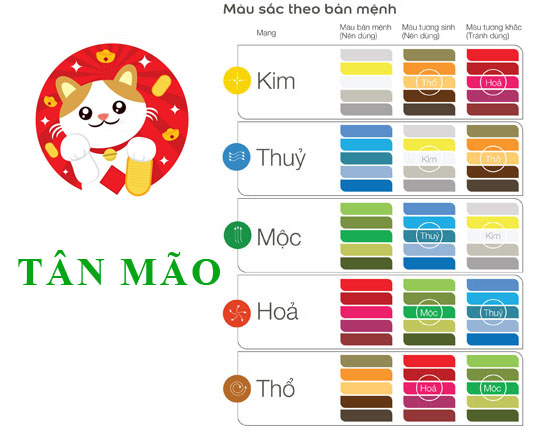 Tuổi Tân Mão hợp với màu gì và kỵ màu sắc nào nhất ?
