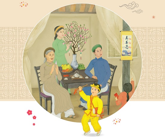 Xuân sang cội Phúc sinh cành lộc, Tết về cây Đức trổ thêm hoa