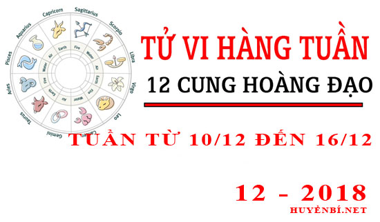 Tử vi tuần này từ ngày 10/12 đến 16/12/2018 của 12 cung hoàng đạo